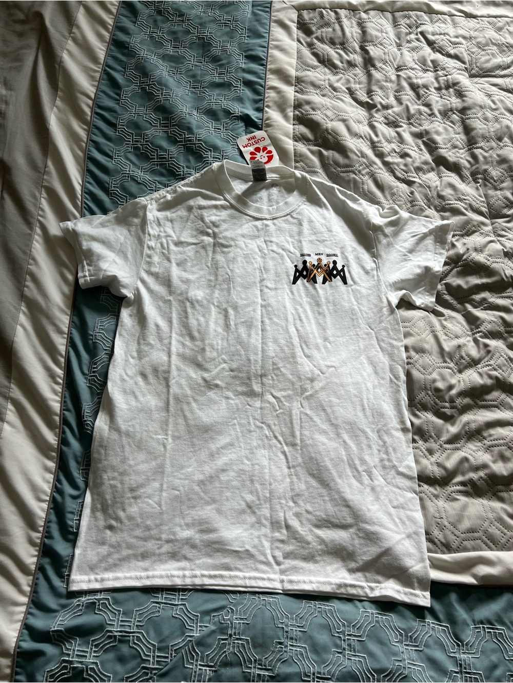White Graphic Tee with Chest Logo